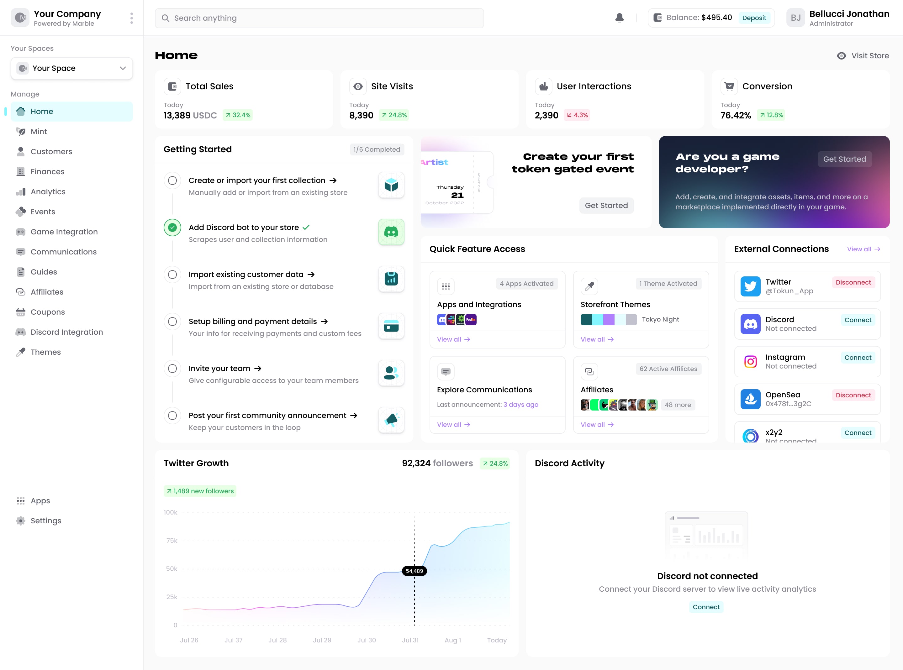 Marble: Business dashboard, view 1