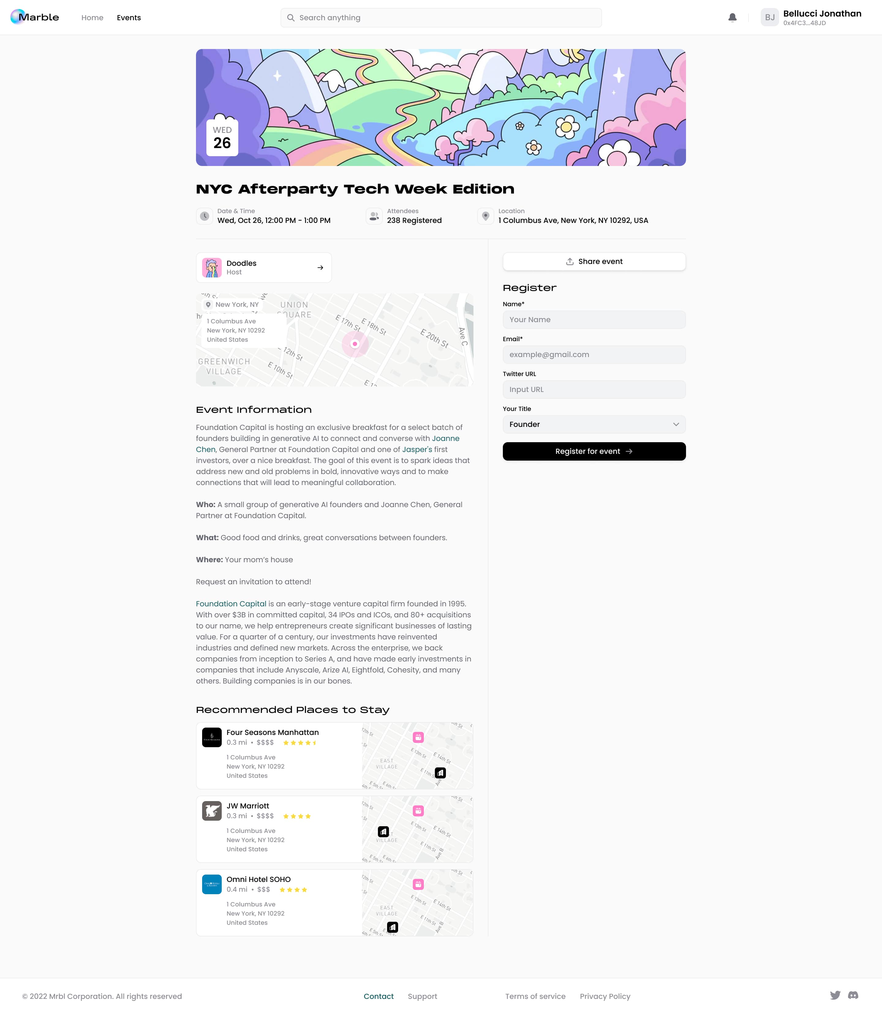 Marble: Member dashboard, view 3